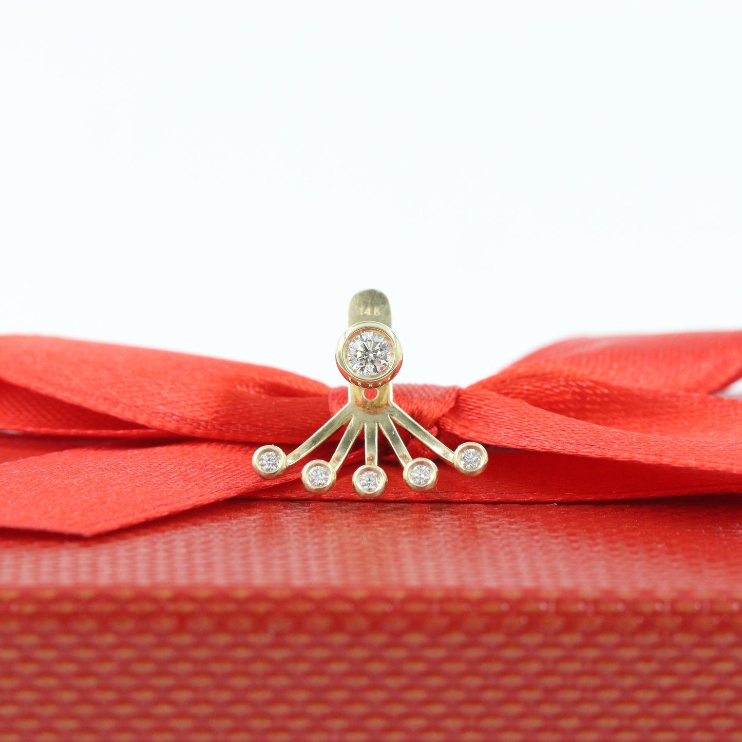 Five Natural Diamond Jacket Earring/14K gold Bezel Set Diamond Earrings/Diamond Jacket Single or Pair Earrings/Anniversary Gift