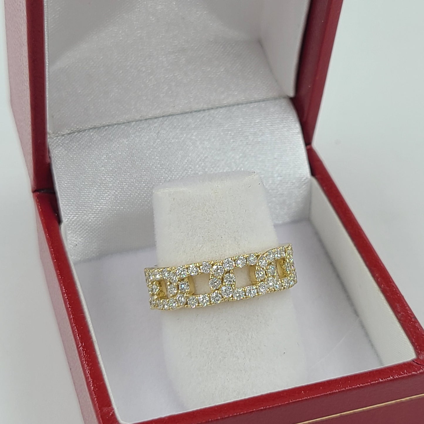 Eternity Full Diamond Chain Shape Ring/1.4ct Natural Diamond Chain Shape Ring/Stackable Minimalist Square Diamond Ring/Width 5.8mm Men & Women Ring