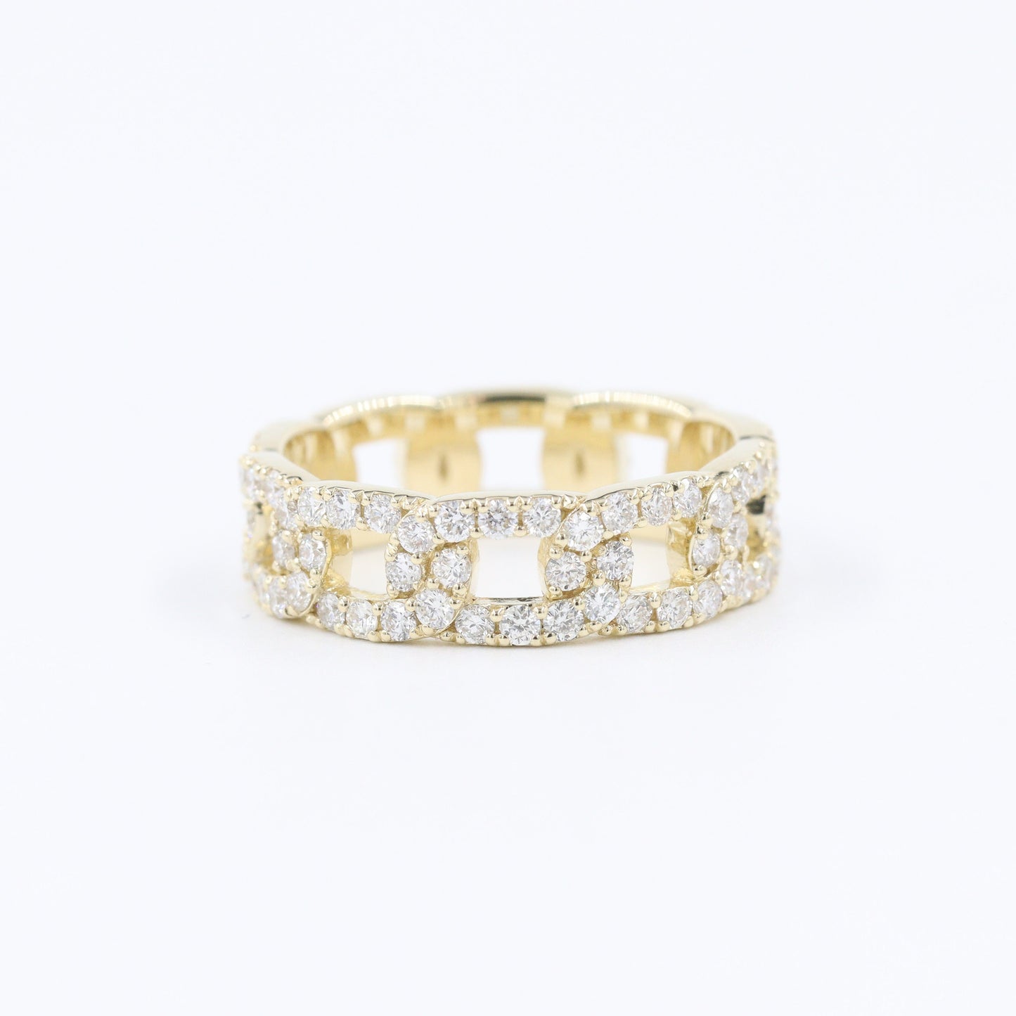 Eternity Full Diamond Chain Shape Ring/1.4ct Natural Diamond Chain Shape Ring/Stackable Minimalist Square Diamond Ring/Width 5.8mm Men & Women Ring