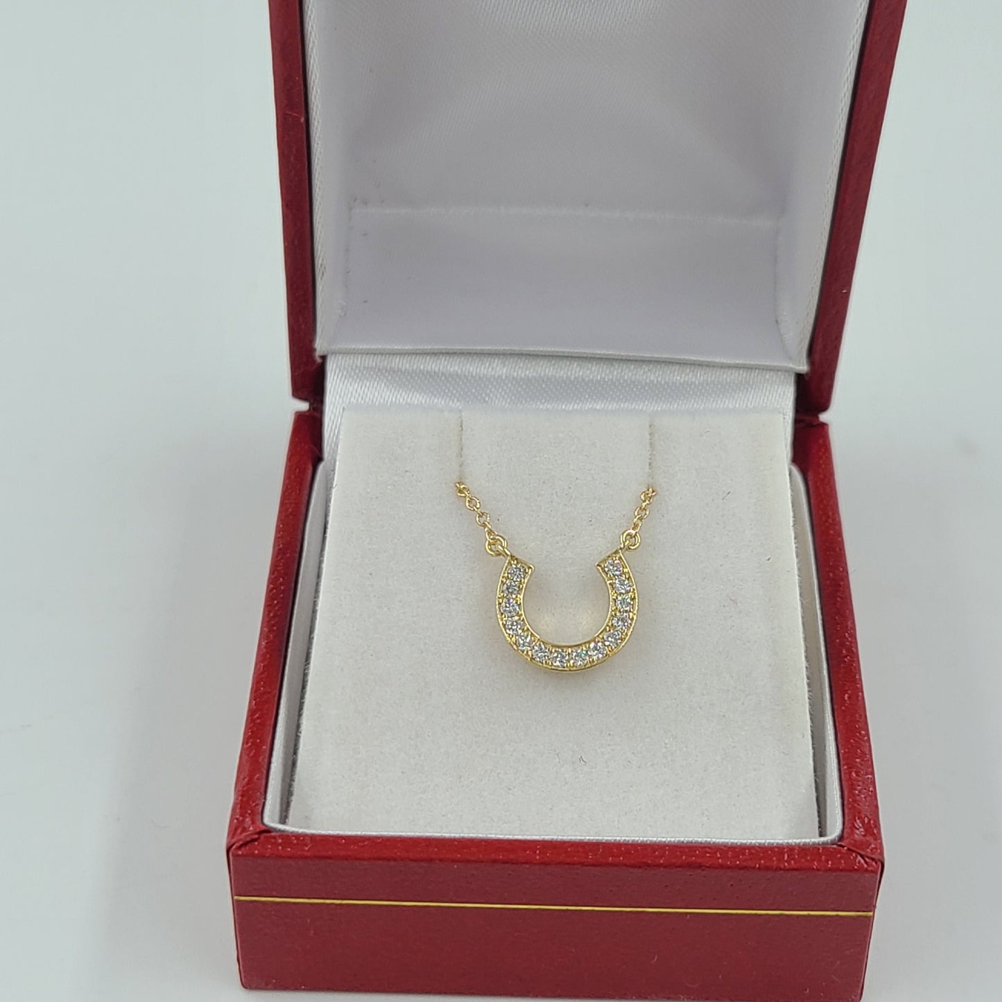 Horse Shoe Natural Diamond Pendant Necklace/ Horse Shoe Charm Necklace/14k Solid Gold Horse Shoe Pendant/Anniversary Gift