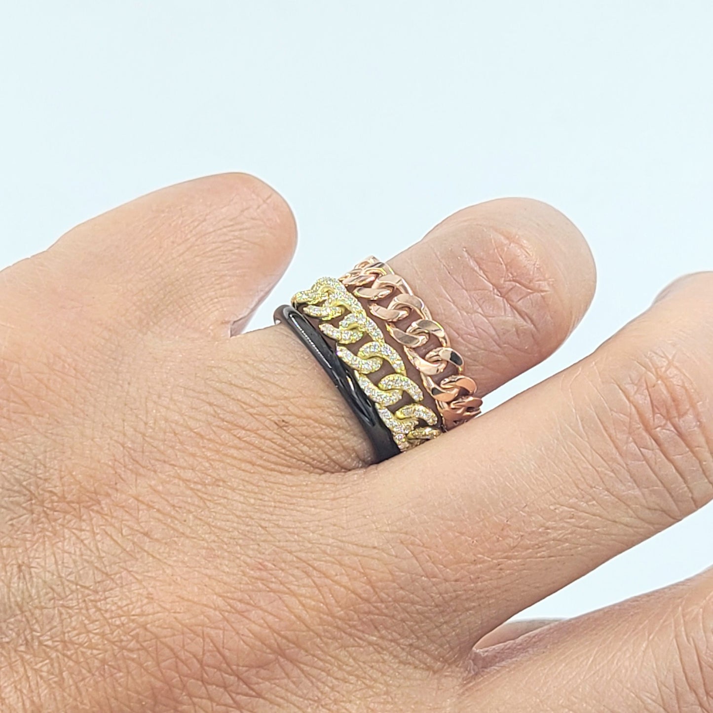 Handmade Gold Cuban Link Ring / 14K Solid Gold Chain Ring / Gold Chain link Ring /Stackable Gold Cuban Link Ring /Chain Width 5.4mm