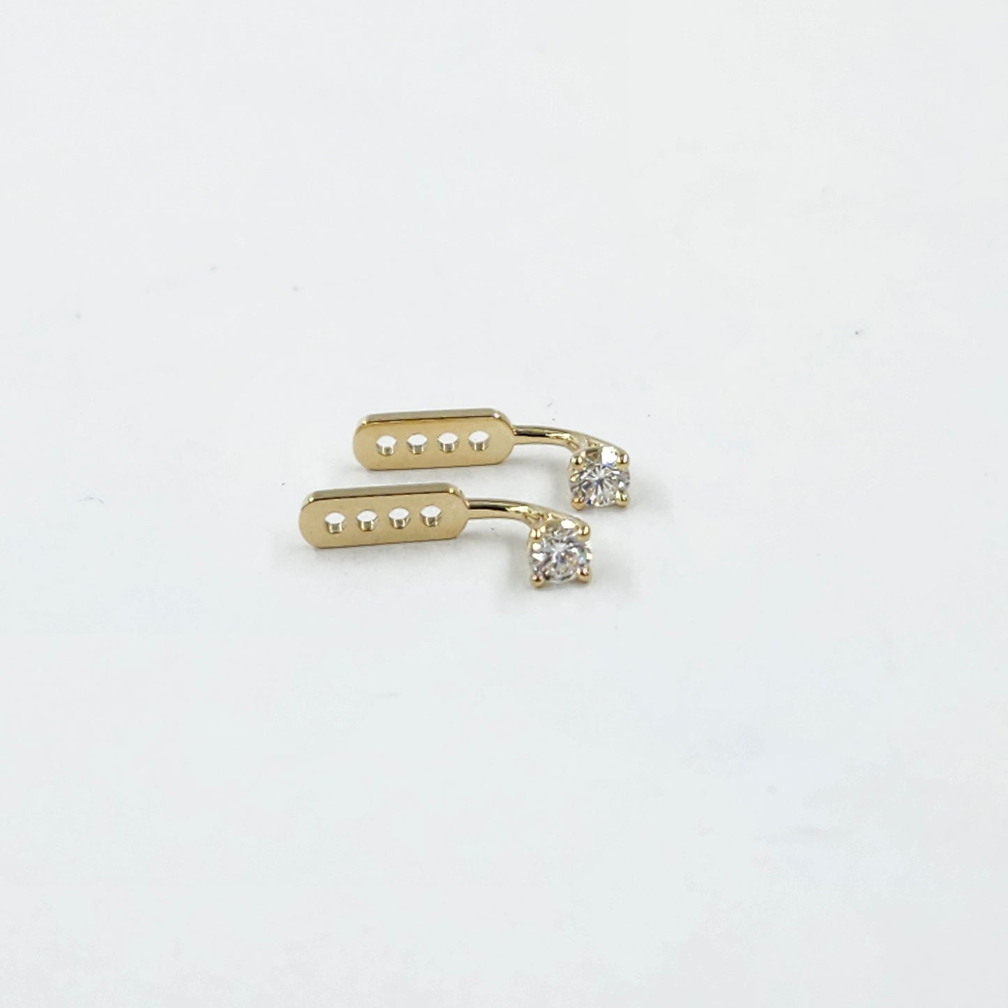 14K Gold Natural Diamond Jacket Earring : 0.11ct Four Prong Setting earring jacket  - Anniversary gifts