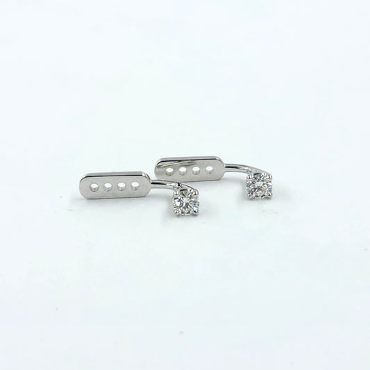 14K Gold Natural Diamond Jacket Earring : Four Prong Setting earring jacket  - Anniversary gifts