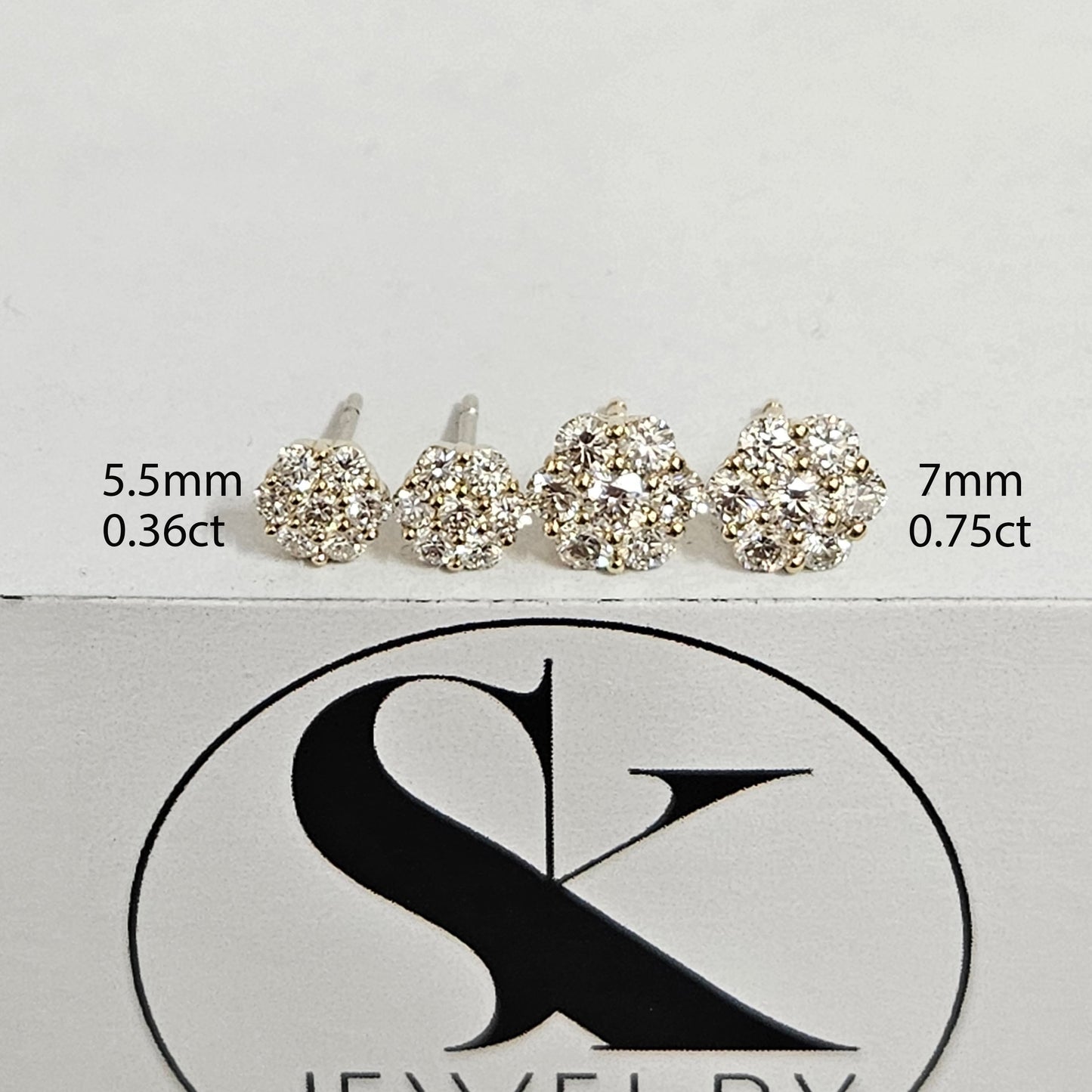 0.75ct Diamond Cluster Earrings/Natural Diamond  European lock closure Earrings/14K gold,18K gold Halo 7mm Stud Earrings/Anniversary gift