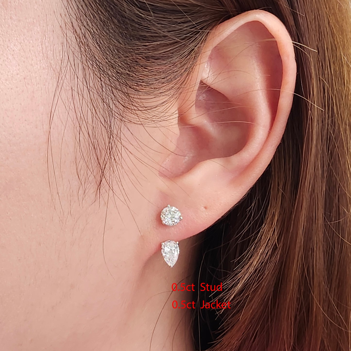 Pear Lab Diamond Jacket Earring/Three Prong Diamond Jacket Earring/Jacket earring only/Diamond Single or Pair Jacket Earring