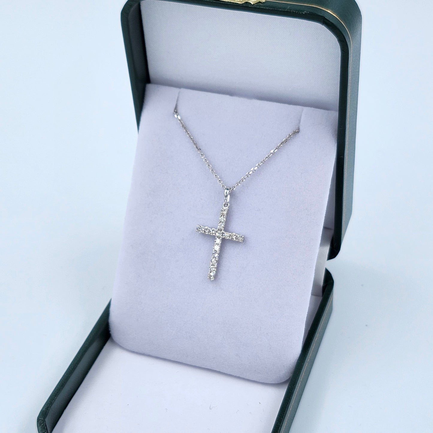 0.75ct Natural Diamond Cross Pendant: 14K Gold Religious Necklace