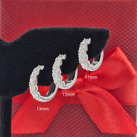 0.7ct Lab Diamond Hoop Earrings: 14K Gold Huggie Style HoopDiamond Earrings - Anniversary gift