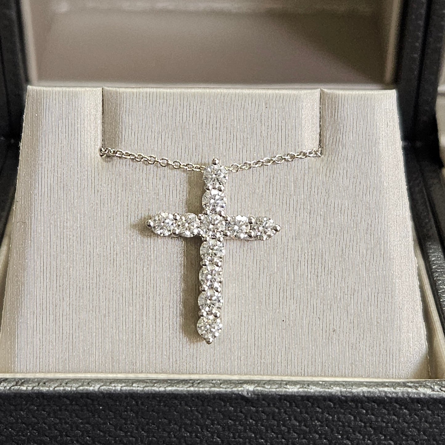 0.8ct Round Diamond Cross Pendant / Religious Diamond Cross Pendant / Adjustable Length / 14K Gold Cross Necklace / Anniversary Gift