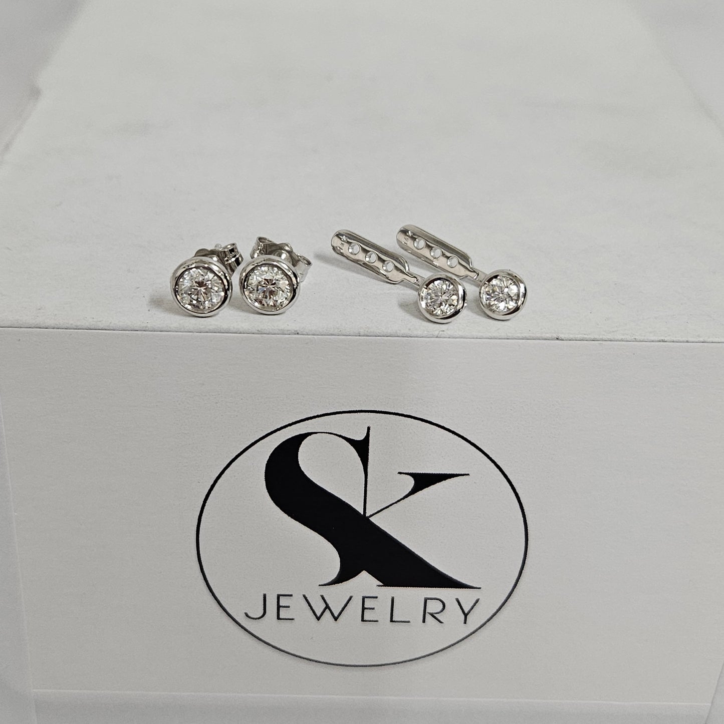Diamond Bezel Set Stud Earrings/Diamond Earrings/Diamond Solitaire Earrings/Minimalist Diamond Stud/Bridesmaid Wedding Gift/Single or Pair