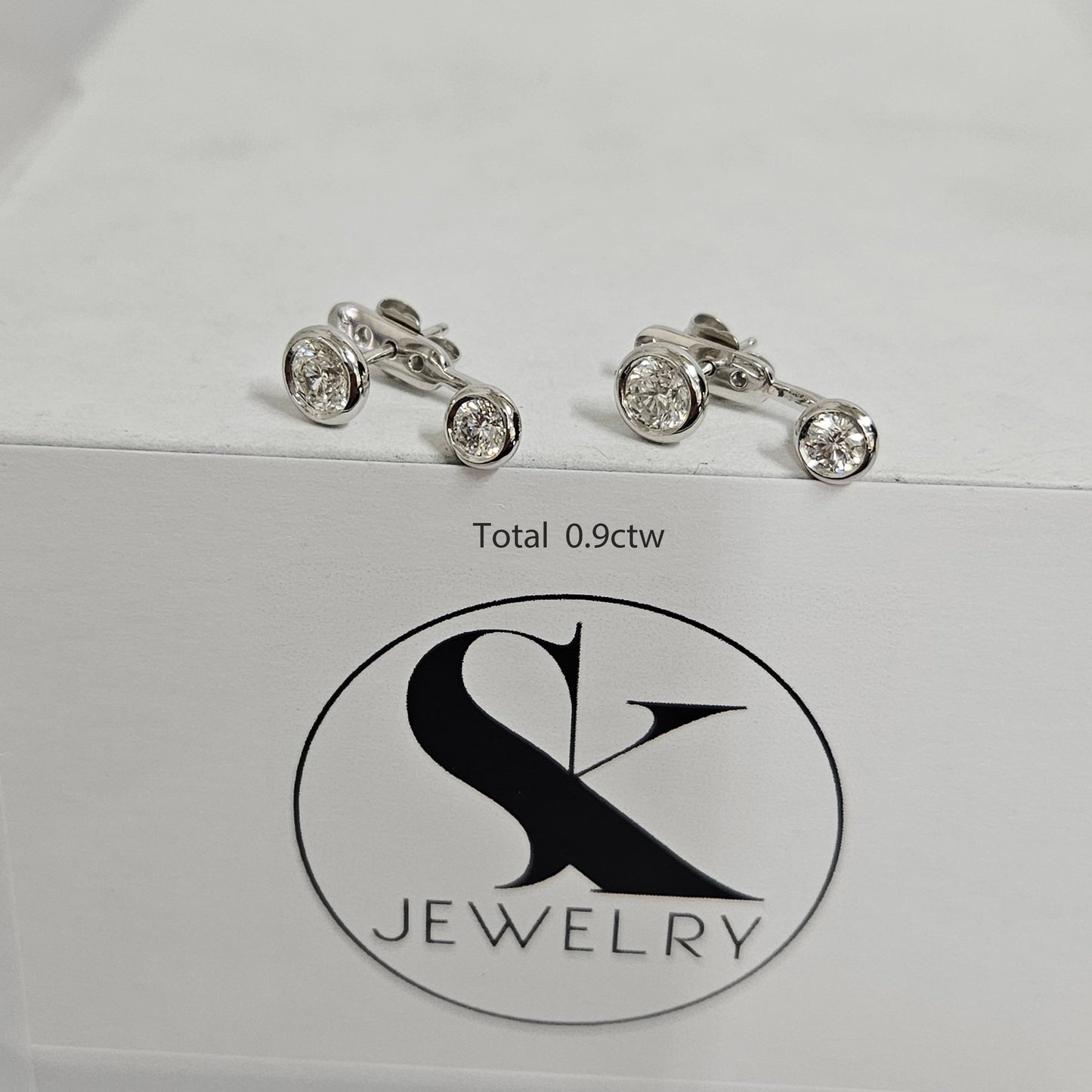Diamond Jacket Earrings / Bezel Set Round Diamond Earrings / Ear Jacket Earrings / Diamond Earrings / Single or Pair Earrings/Gifts for her