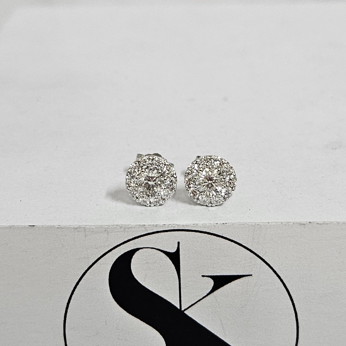 1.1ct Diamond Men's Stud Earrings/Halo Earrings/Natural Diamond Earrings/14K,18K Gold Diamond Women's & Men's Stud Earrings/Anniversary gift