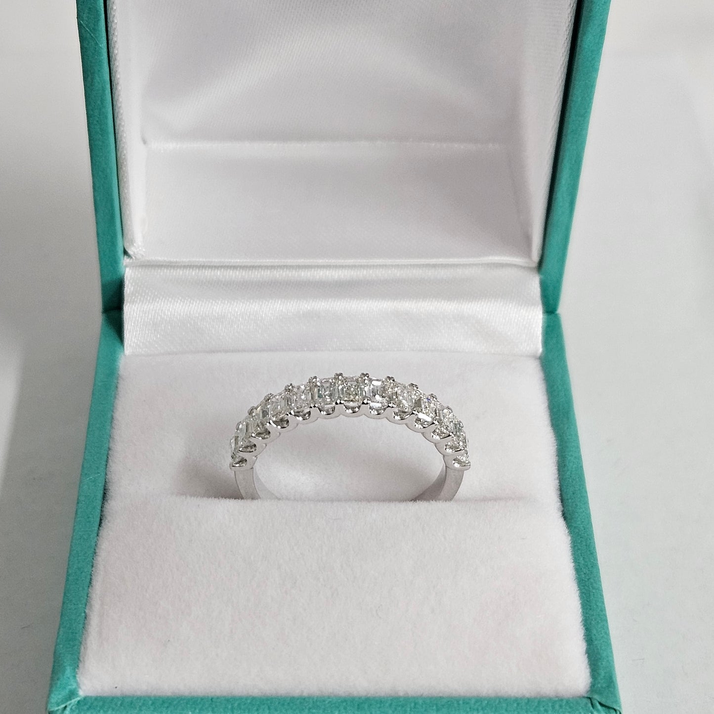 1.1ct Emerald Cut Diamonds Ring/Natural Emerald Cut Diamond Wedding Band/Half Eternity Wedding Ring/Anniversary gift/Stackable Diamond Band