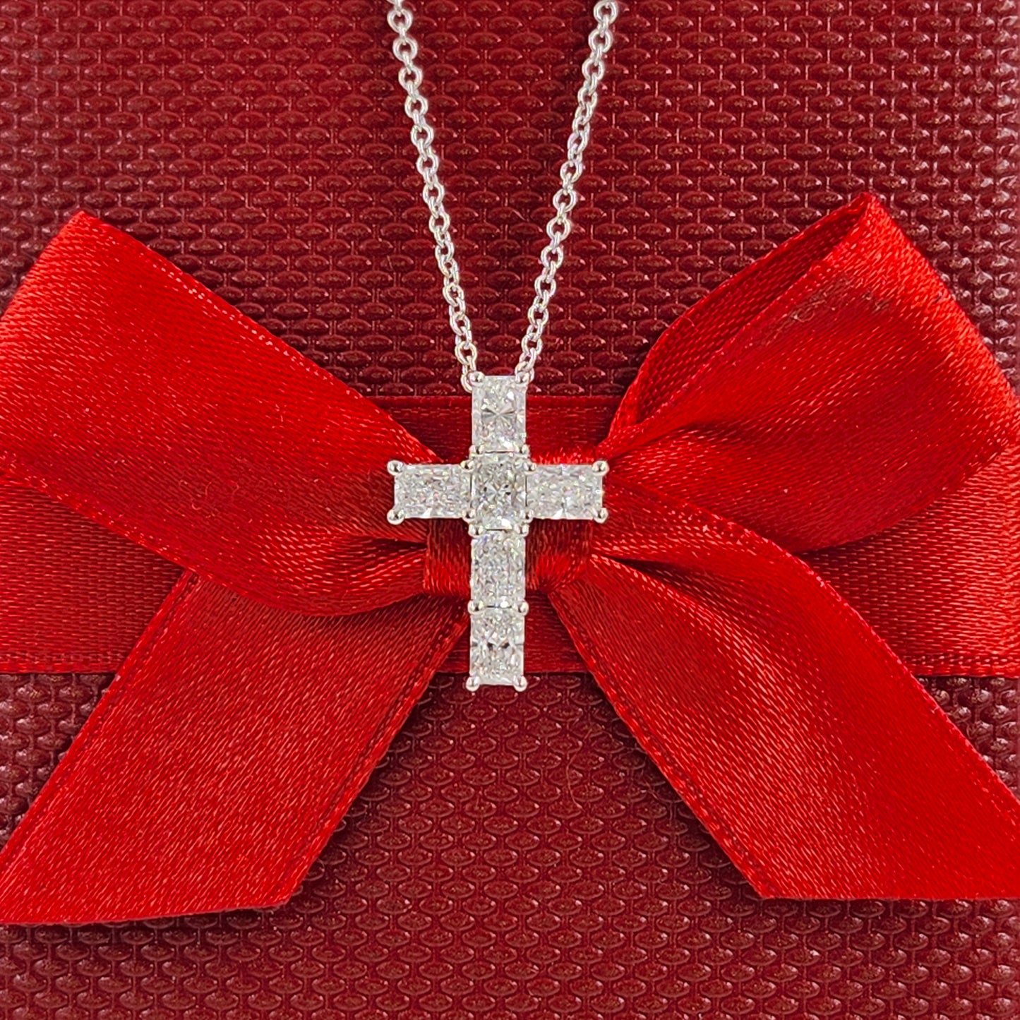 1.1ct Lab Diamond Radiant Cut Diamond Men Cross Pendant/14K gold Radiant Cut Women Cross Necklace/Diamond Cross Pendant/Anniversary Gift