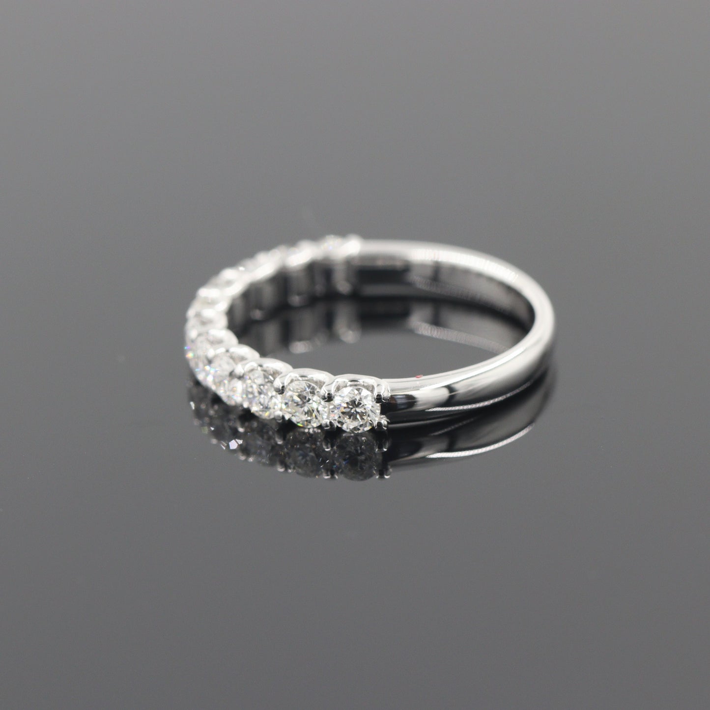 1.2ct Natural Diamond Half Eternity Ring: 14K Gold Stackable Diamond Wedding Band - Anniversary gift