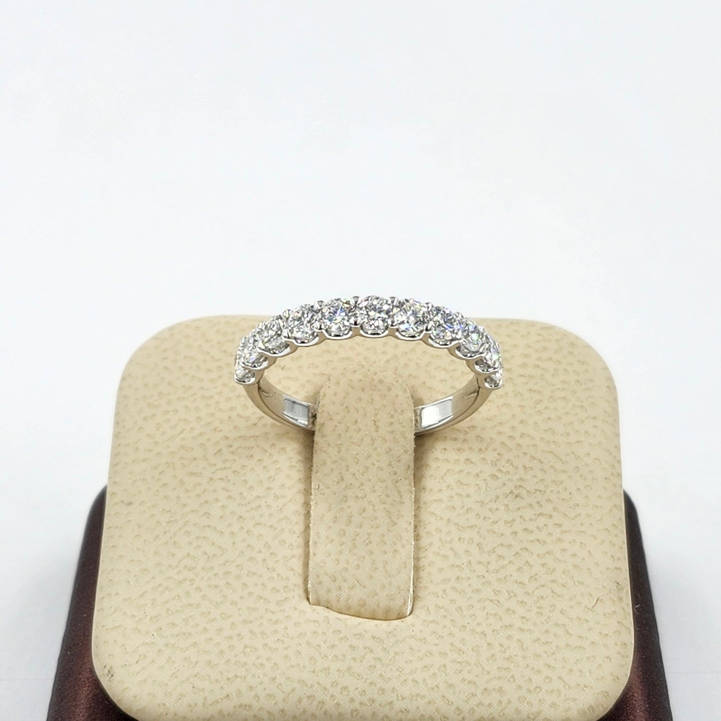 1.2ct Natural Diamond Half Eternity Ring: 14K Gold Stackable Diamond Wedding Band - Anniversary gift