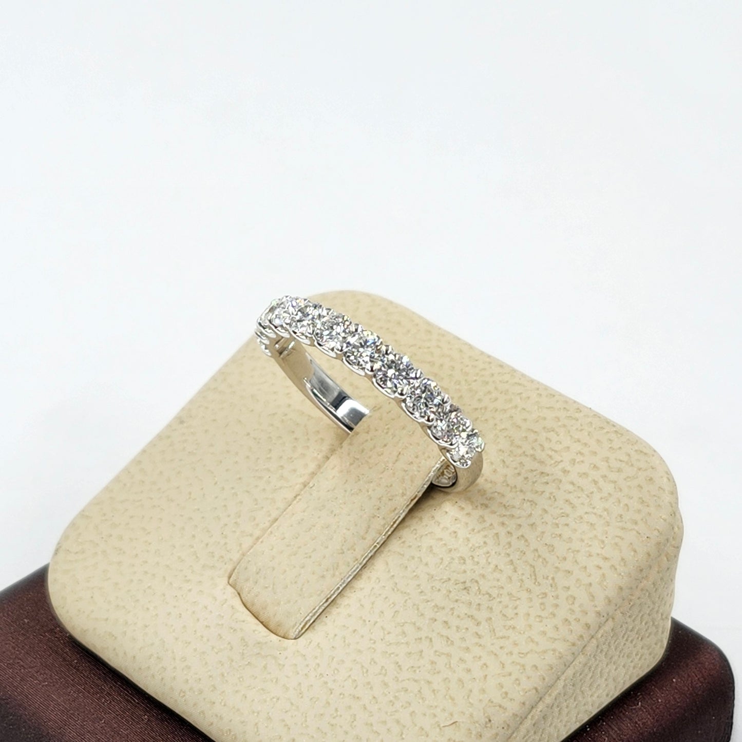 1.2ct Natural Diamond Half Eternity Ring: 14K Gold Stackable Diamond Wedding Band - Anniversary gift