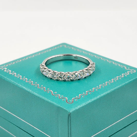 1.2ct Natural Diamond Half Eternity Ring: 14K Gold Stackable Diamond Wedding Band - Anniversary gift