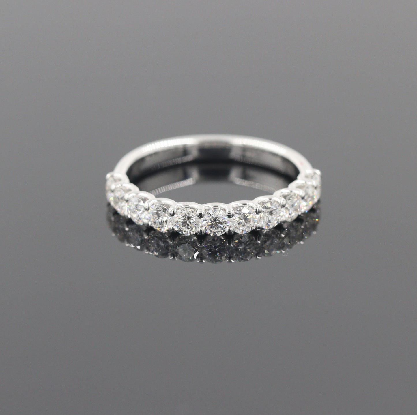 1.2ct Natural Diamond Half Eternity Ring: 14K Gold Stackable Diamond Wedding Band - Anniversary gift