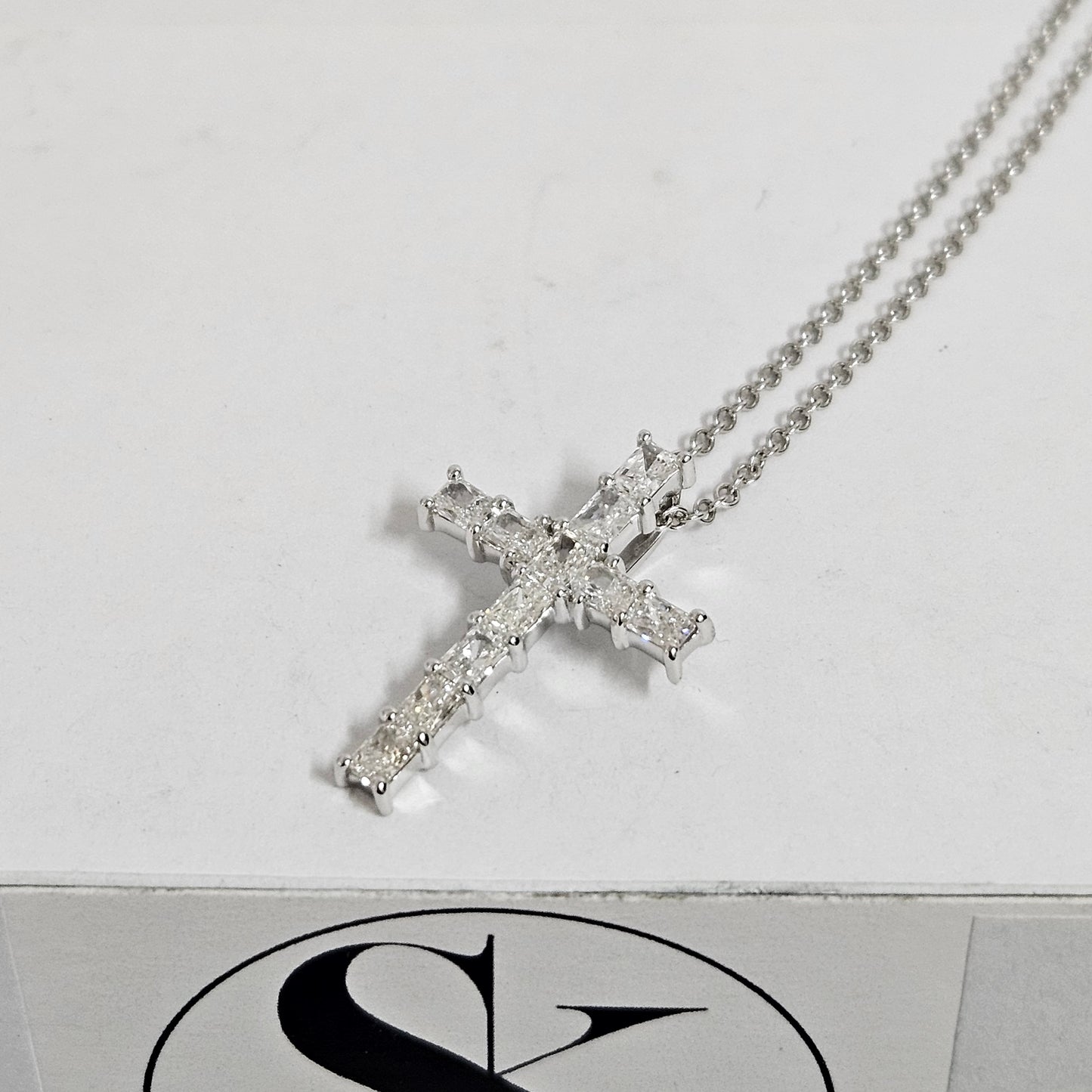Radiant Cut Diamond Cross / Radiant Cut Lab Grown Diamond Necklace / 14K Gold Radiant Cut Diamond Cross Pendant / Anniversary GiftPendant