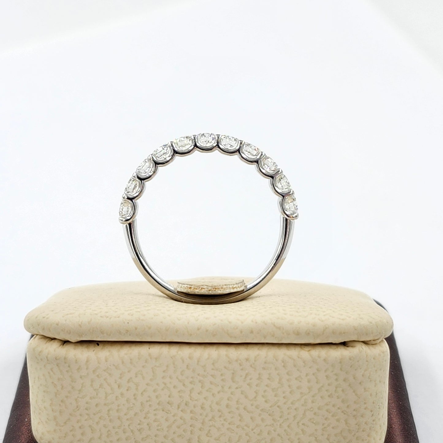 1.2ct Natural Diamond Half Eternity Ring: 14K Gold Stackable Diamond Wedding Band - Anniversary gift