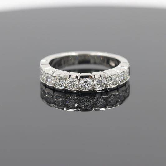 1.3ct Natural Diamond Half Eternity Band: 14K ,18K Gold ,Platinum Channel Set Round Diamond Wedding 4.6mm Ring - Anniversary gift