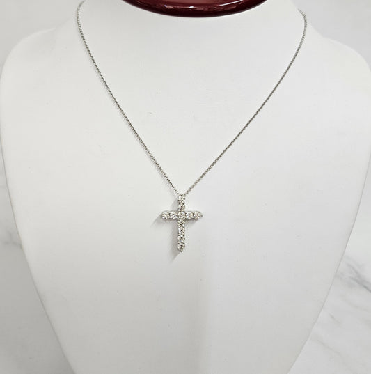 1.5ct Round Natural Diamond  Cross Necklace/Luxury Cross Pendant/14K,18K Gold Cross Necklace/Adjustable Length/Gift for Her/Anniversary Gift