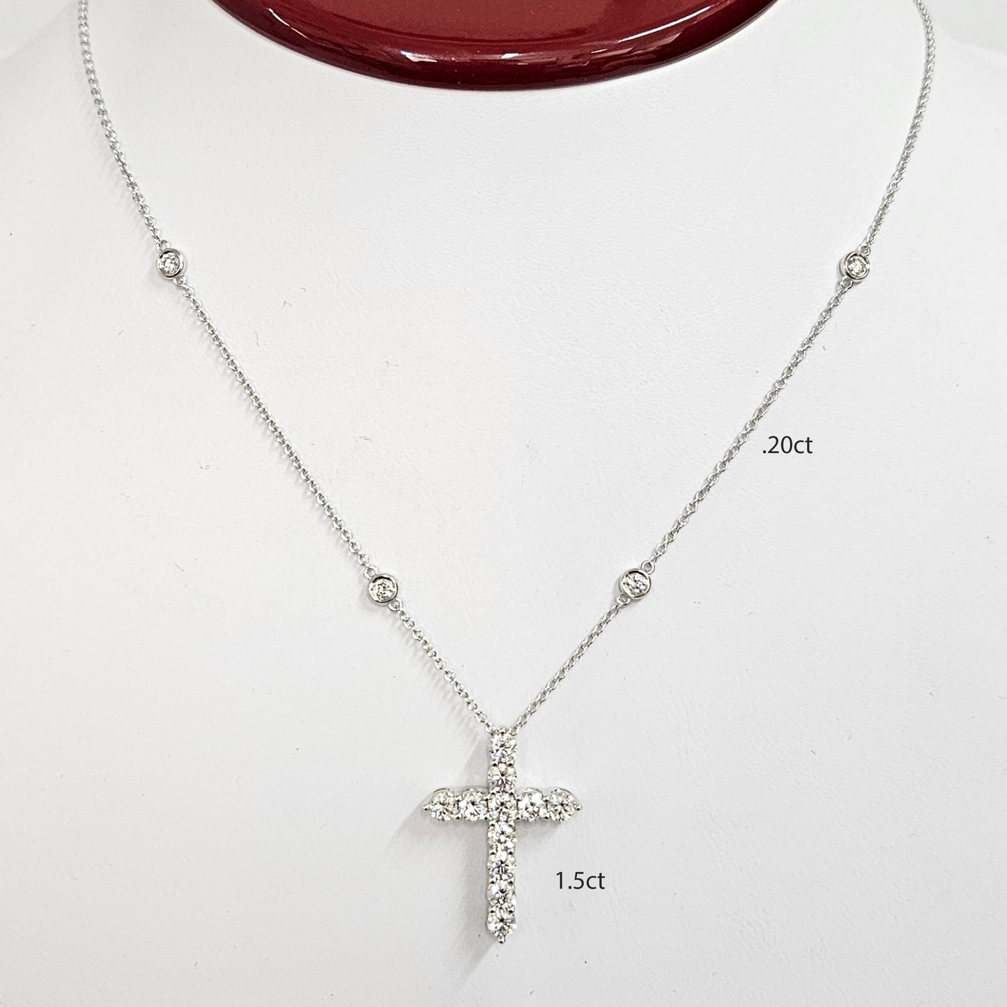 1.5ct Round Diamond Cross Necklace /Luxury Cross Necklace/ Religious/ 14K Gold Cross Necklace/ Adjustable Length/ Gift for Her
