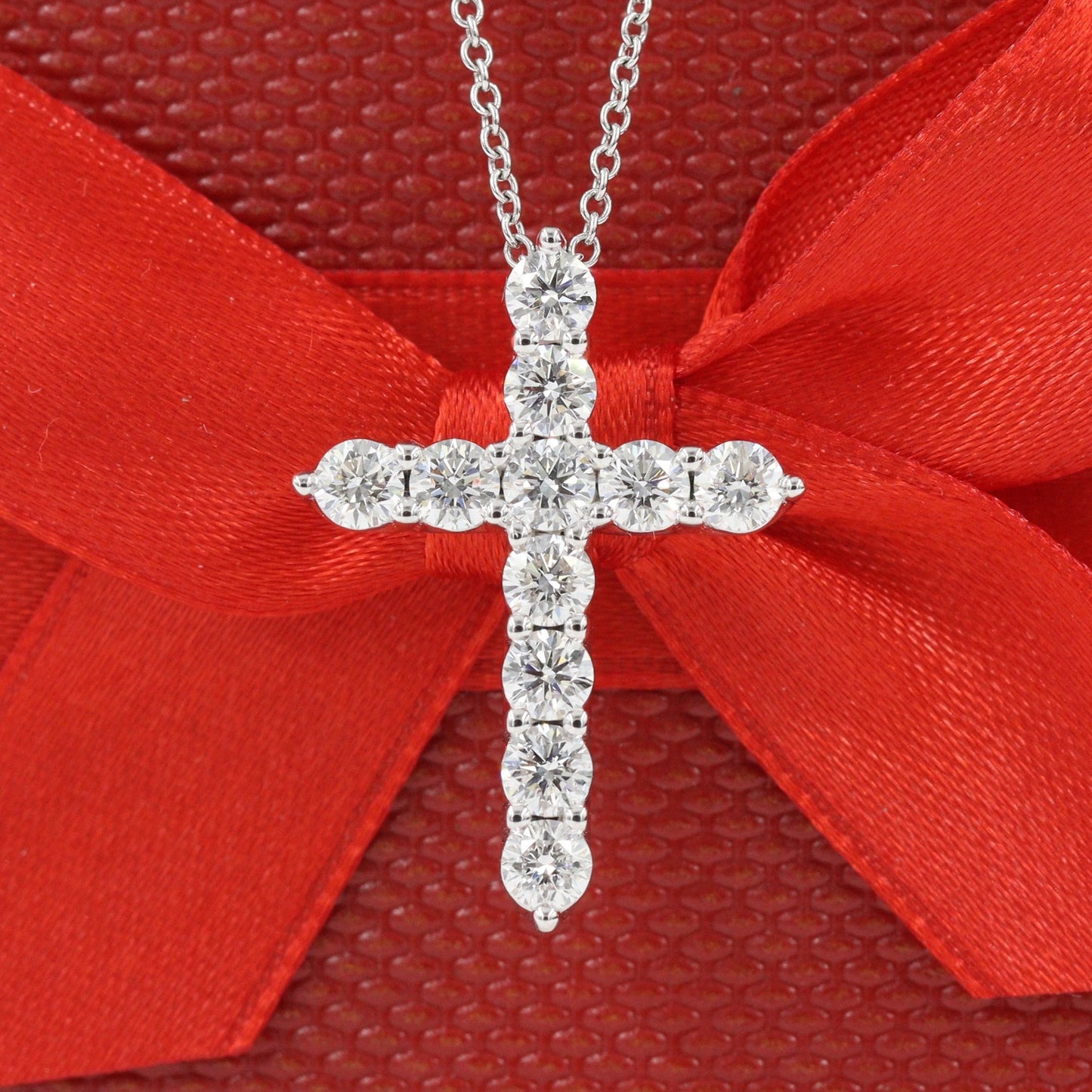 1.5ct Round Diamond Cross Necklace /Luxury Cross Necklace/ Religious/ 14K Gold Cross Necklace/ Adjustable Length/ Gift for Her