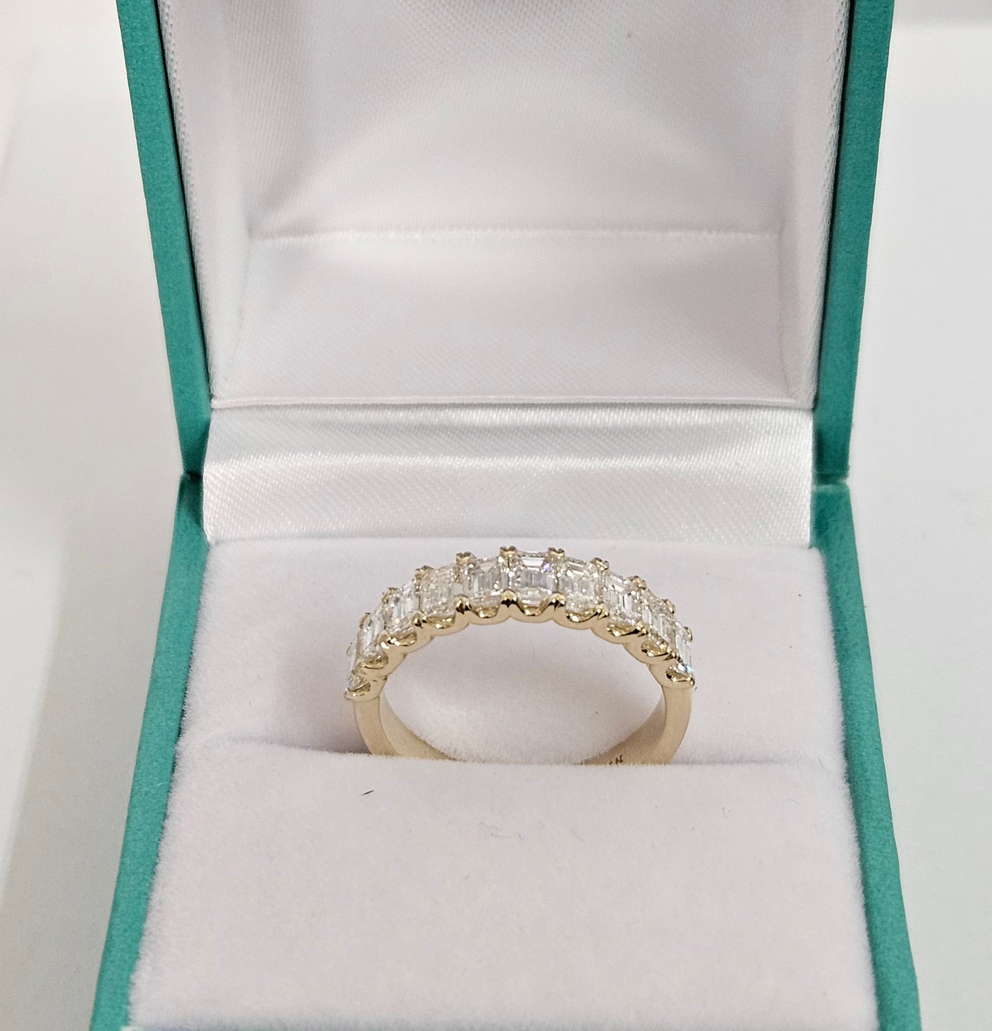Emerald Cut Ten Diamonds Wedding Band/Emerald Cut Natural Diamond  Ring/1.7ct Emerald Cut Diamond Band/Stackable Band /Anniversary Ring