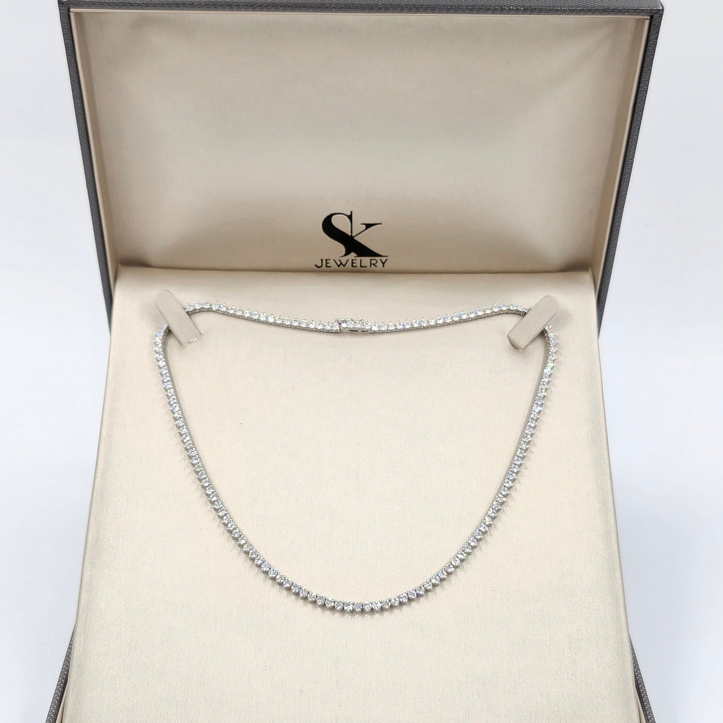 10ct Natural Diamond 3 Prong Tennis Necklace /14k Gold Round Natural Diamond Tennis Necklace/Anniversary Gift