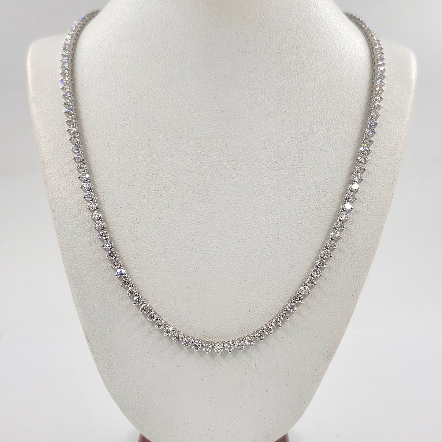 10ct Natural Diamond 3 Prong Tennis Necklace /14k Gold Round Natural Diamond Tennis Necklace/Anniversary Gift