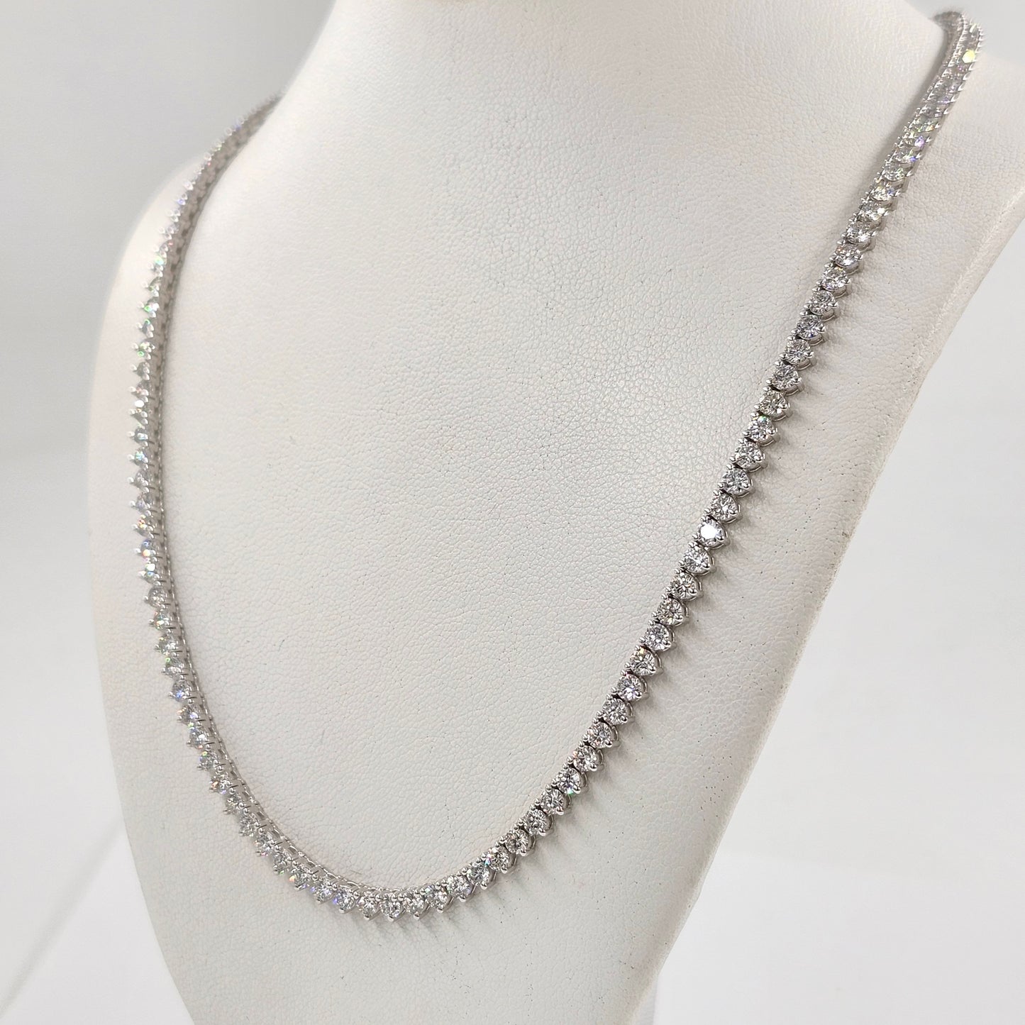 10ct Natural Diamond 3 Prong Tennis Necklace /14k Gold Round Natural Diamond Tennis Necklace/Anniversary Gift