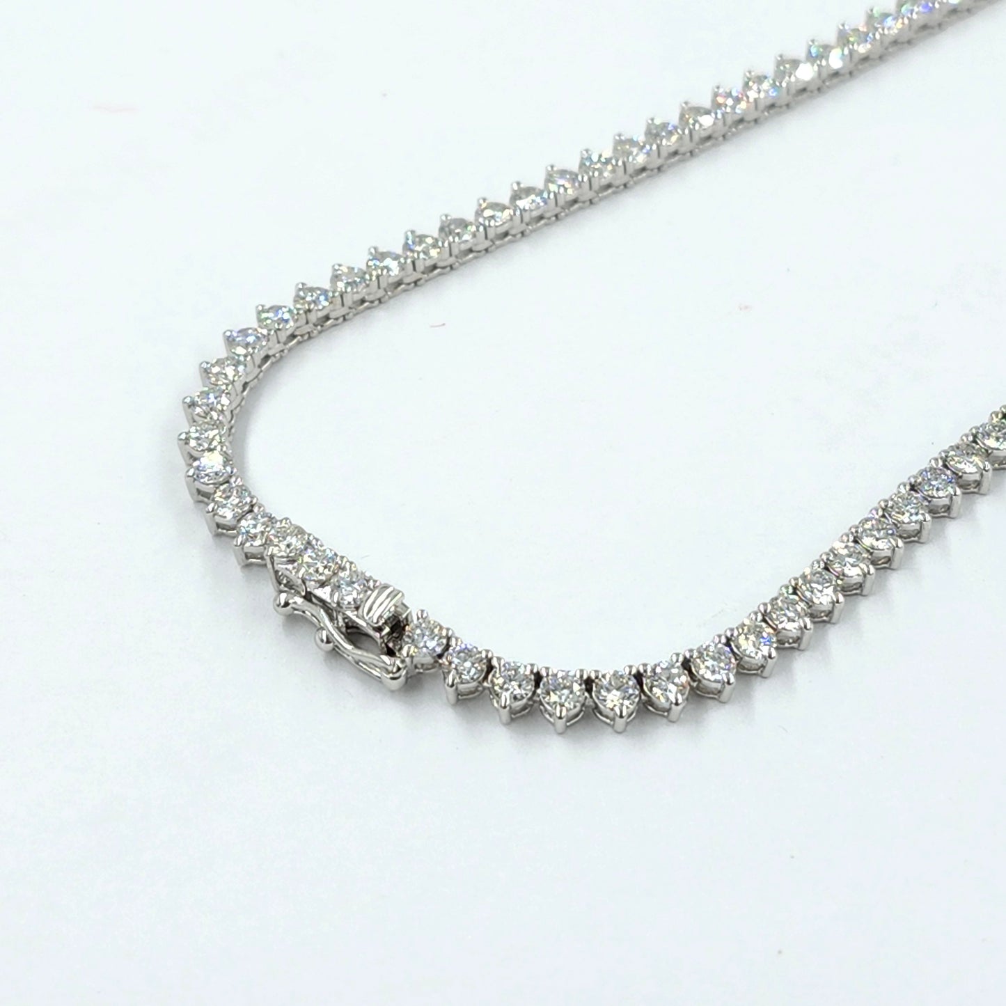 10ct Natural Diamond 3 Prong Tennis Necklace /14k Gold Round Natural Diamond Tennis Necklace/Anniversary Gift