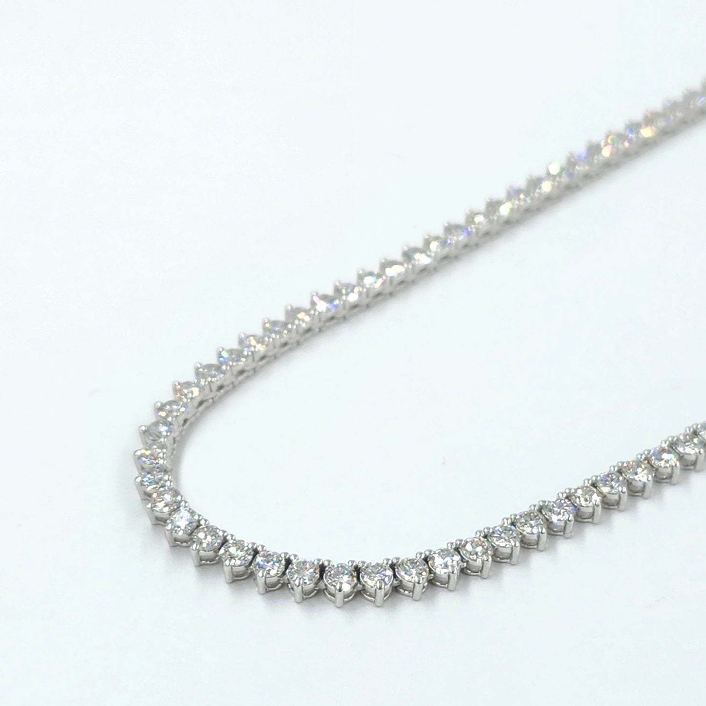 10ct Natural Diamond 3 Prong Tennis Necklace /14k Gold Round Natural Diamond Tennis Necklace/Anniversary Gift