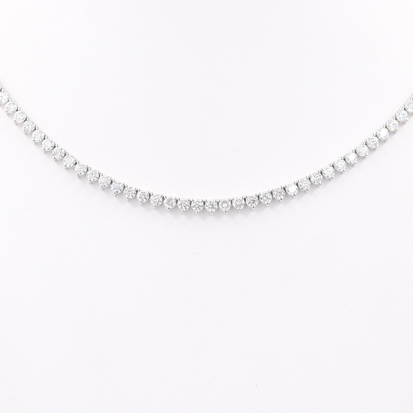 10ct Natural Diamond 3 Prong Tennis Necklace /14k Gold Round Natural Diamond Tennis Necklace/Anniversary Gift