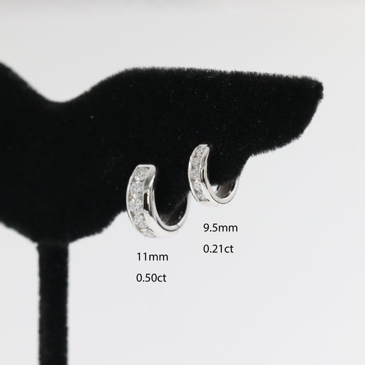 Natural Diamond Cartilage simple Hoop Earrings/ Diameter 9.5mm mini hoop earrings/ 3mm Width Cartilage Hoop Earrings/ Anniversary gift