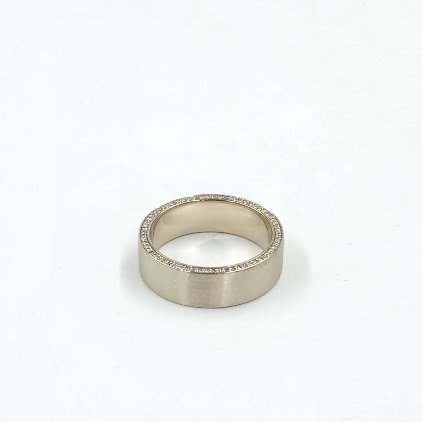Natural Diamond Full Eternity Wedding Band - 14K Gold 5.8mm Bead- Anniversary gift