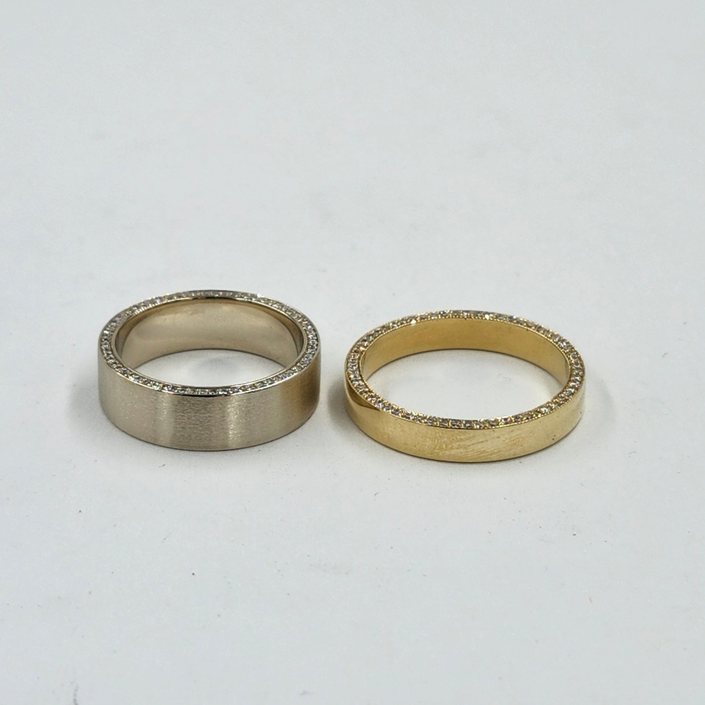 Natural Diamond Full Eternity Wedding Band - 14K Gold 5.8mm Bead- Anniversary gift