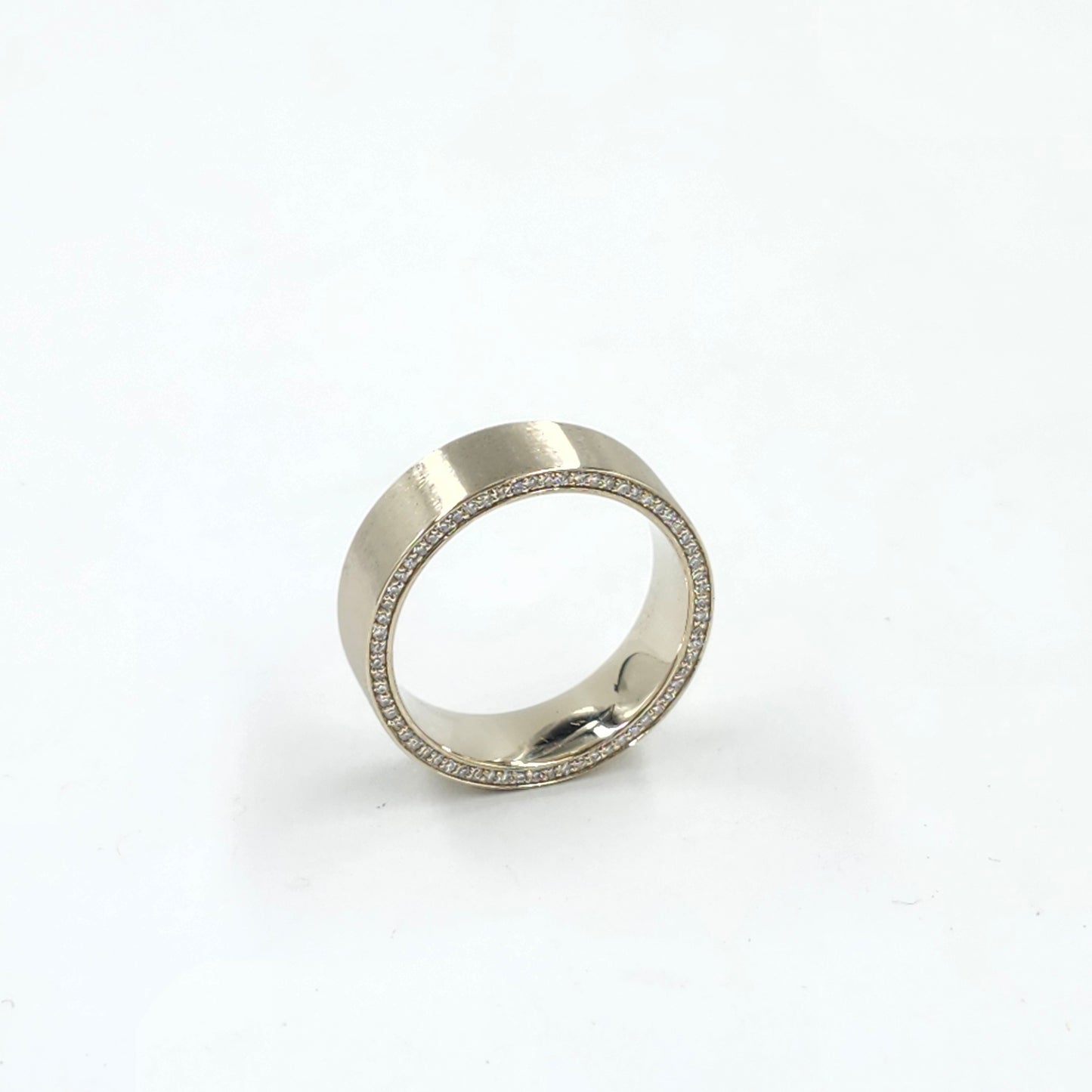Natural Diamond Full Eternity Wedding Band - 14K Gold 5.8mm Bead- Anniversary gift