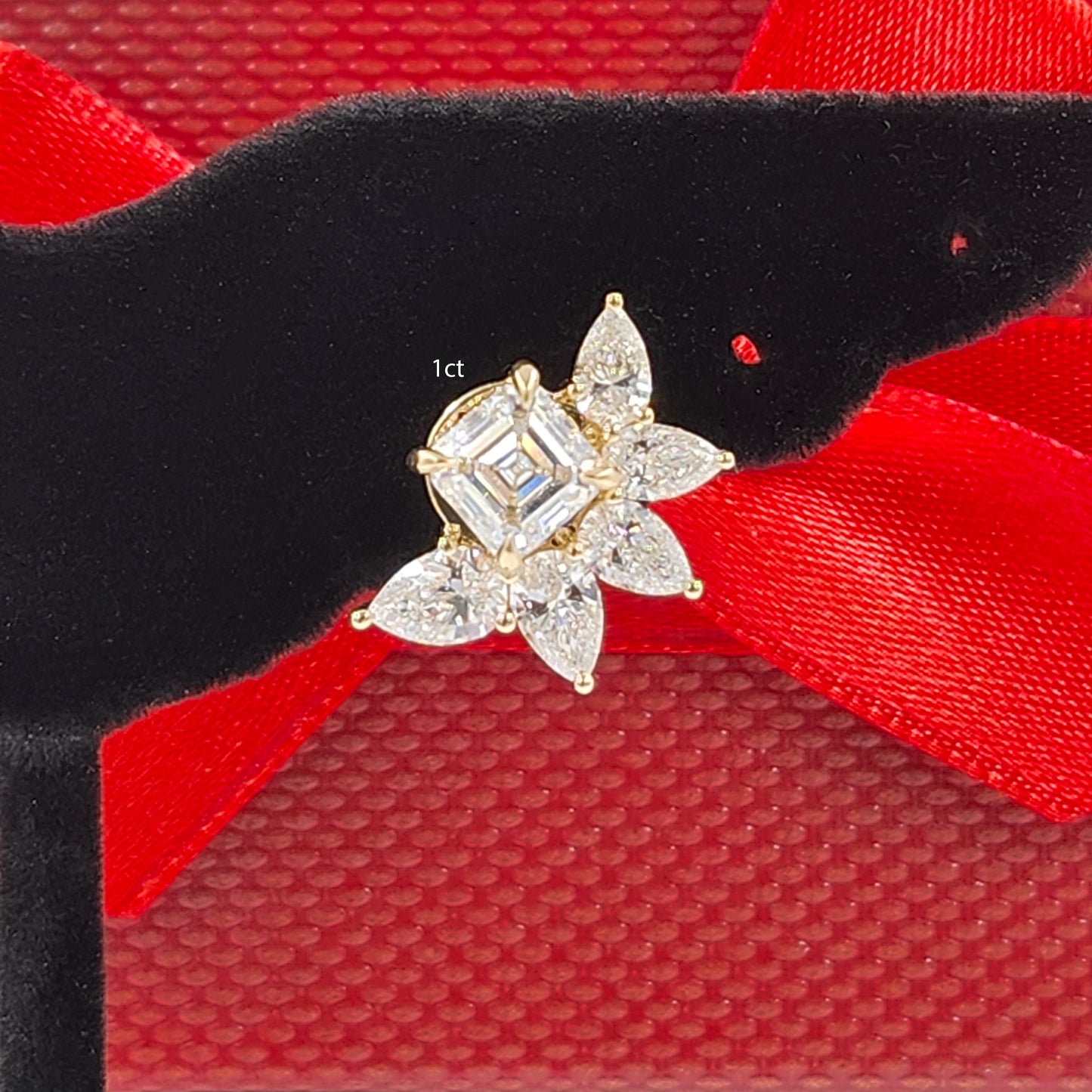 14K Gold Five Pear Diamond Earring Jacket: 18K Gold Diamond Design Jacket earring - Anniversary gift