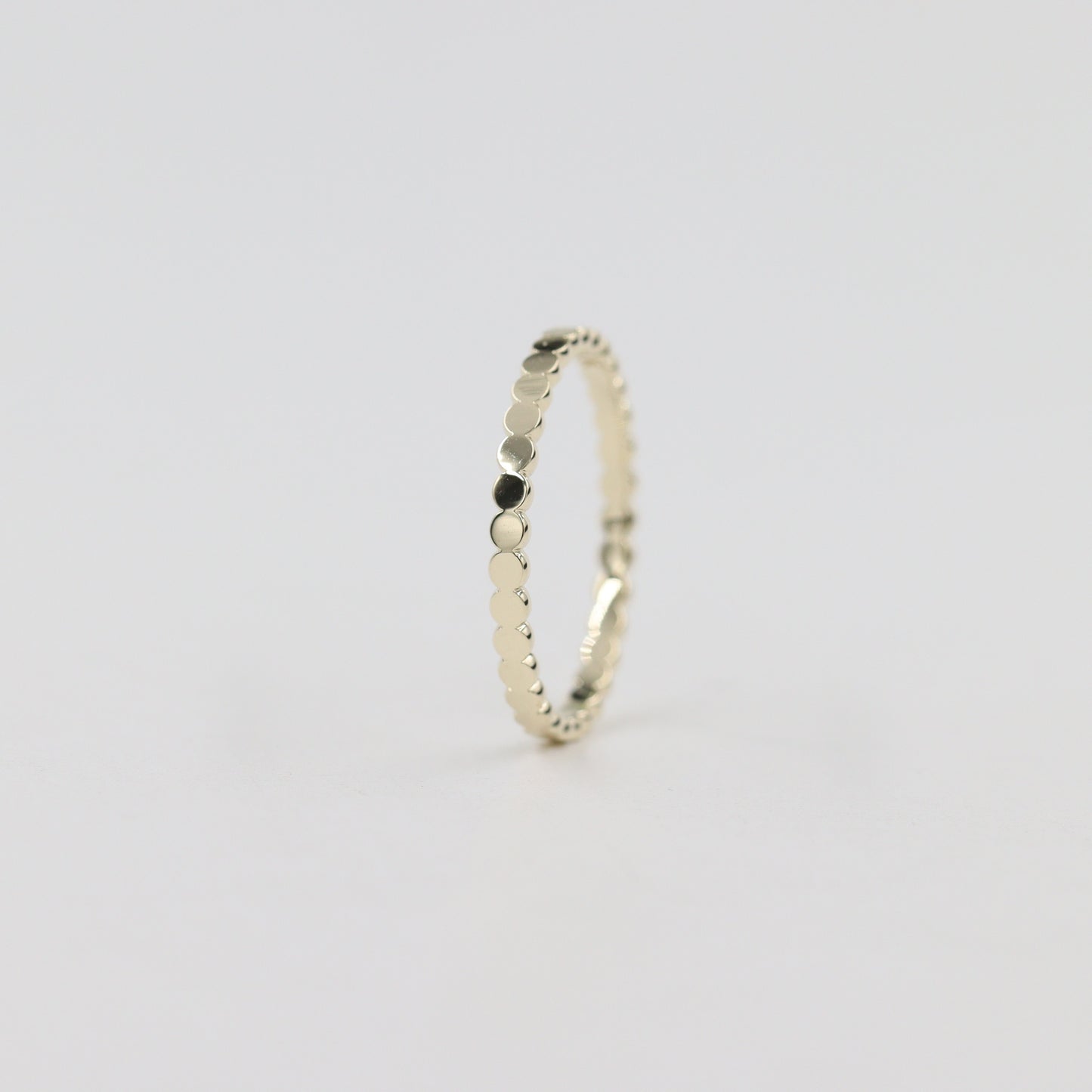 14K Gold Flat Bead Ring/ Dotted Band/ Perfect Matching Band/ Flat Circle Wedding Band/ Stackable Ring