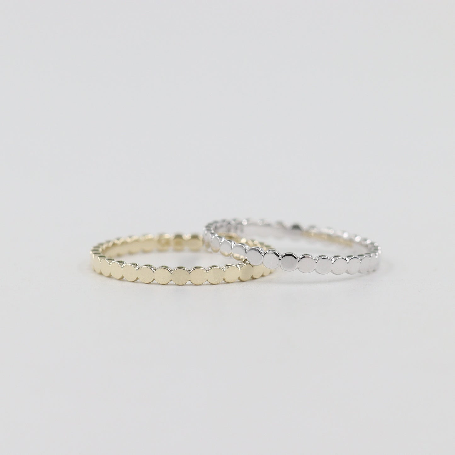 14K Gold Flat Bead Ring/ Dotted Band/ Perfect Matching Band/ Flat Circle Wedding Band/ Stackable Ring