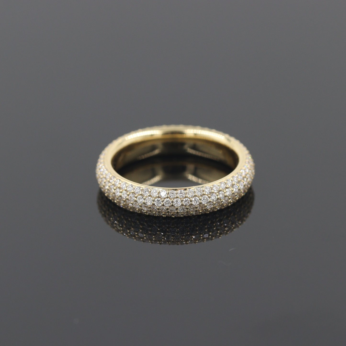 14K Gold Full Eternity Diamond 4.0mm Wedding Band - 3 Row ,4 Row Diamond Ring - Anniversary Ring