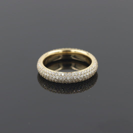 14K Gold Full Eternity Diamond 4.0mm Wedding Band - 3 Row ,4 Row Diamond Ring - Anniversary Ring