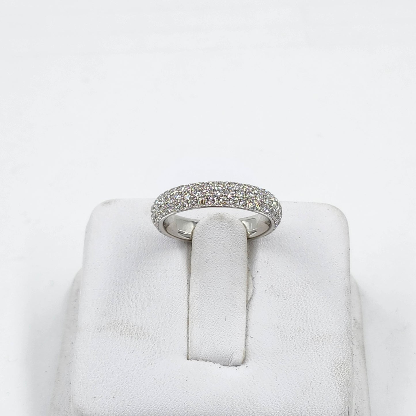 14K Gold Full Eternity Diamond 4.0mm Wedding Band - 3 Row ,4 Row Diamond Ring - Anniversary Ring