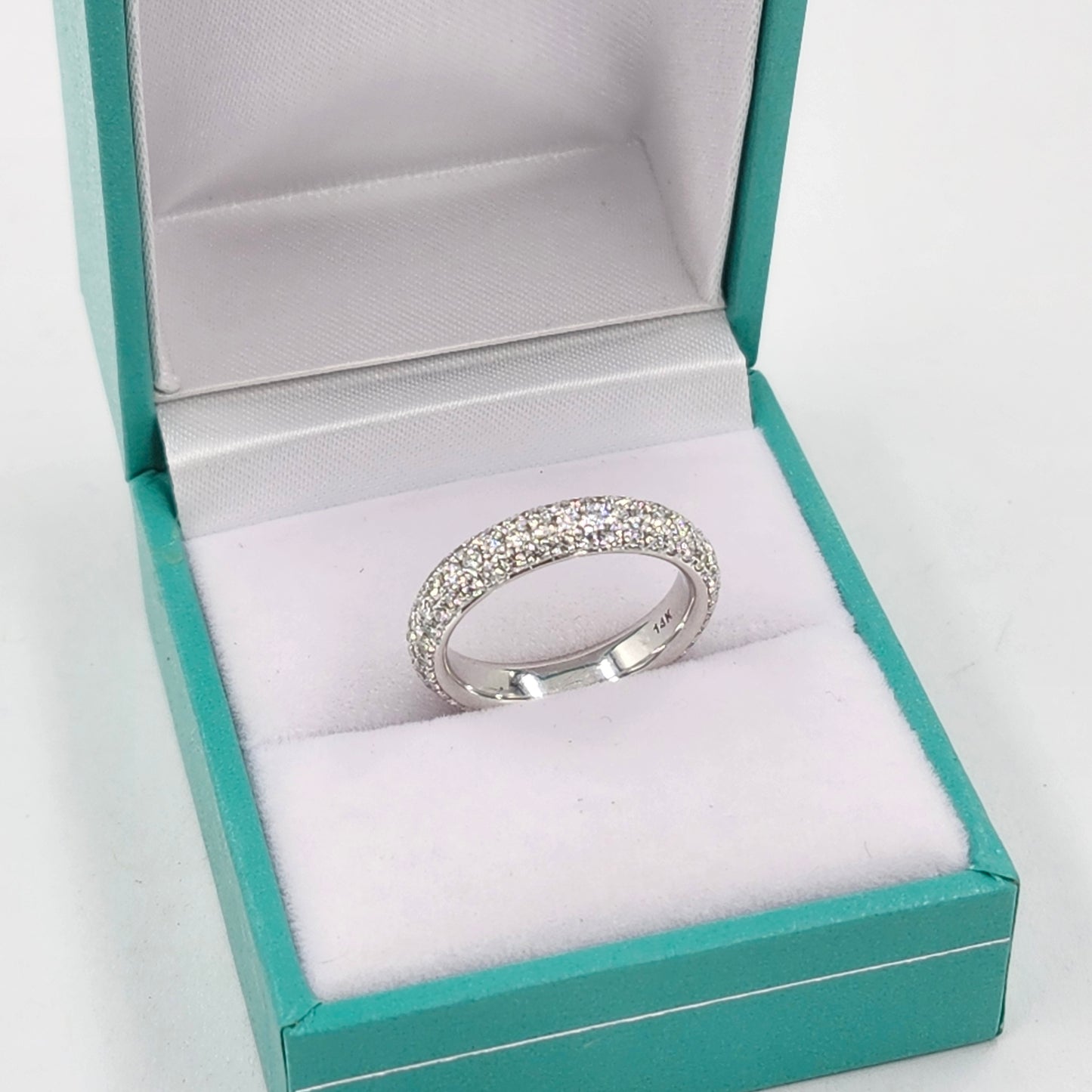 14K Gold Full Eternity Diamond 4.0mm Wedding Band - 3 Row ,4 Row Diamond Ring - Anniversary Ring