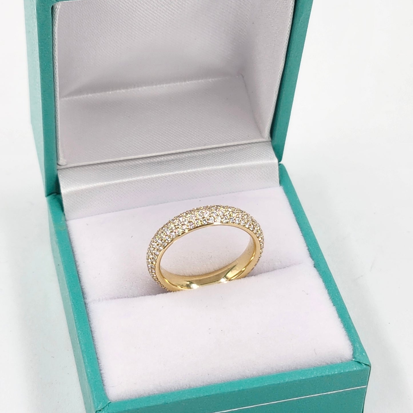 14K Gold Full Eternity Diamond 4.0mm Wedding Band - 3 Row ,4 Row Diamond Ring - Anniversary Ring