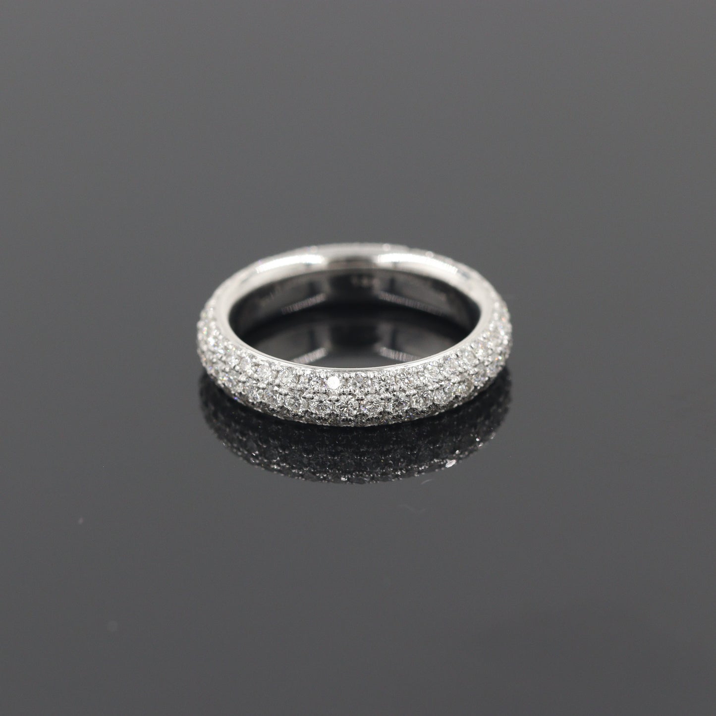 14K Gold Full Eternity Diamond 4.0mm Wedding Band - 3 Row ,4 Row Diamond Ring - Anniversary Ring