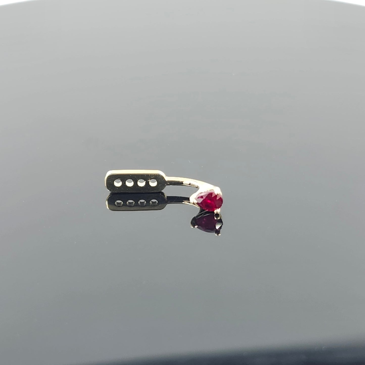 14K Gold Pear Ruby Jacket Earrings: Natural Round Ruby Stud Earring - Anniversary gifts