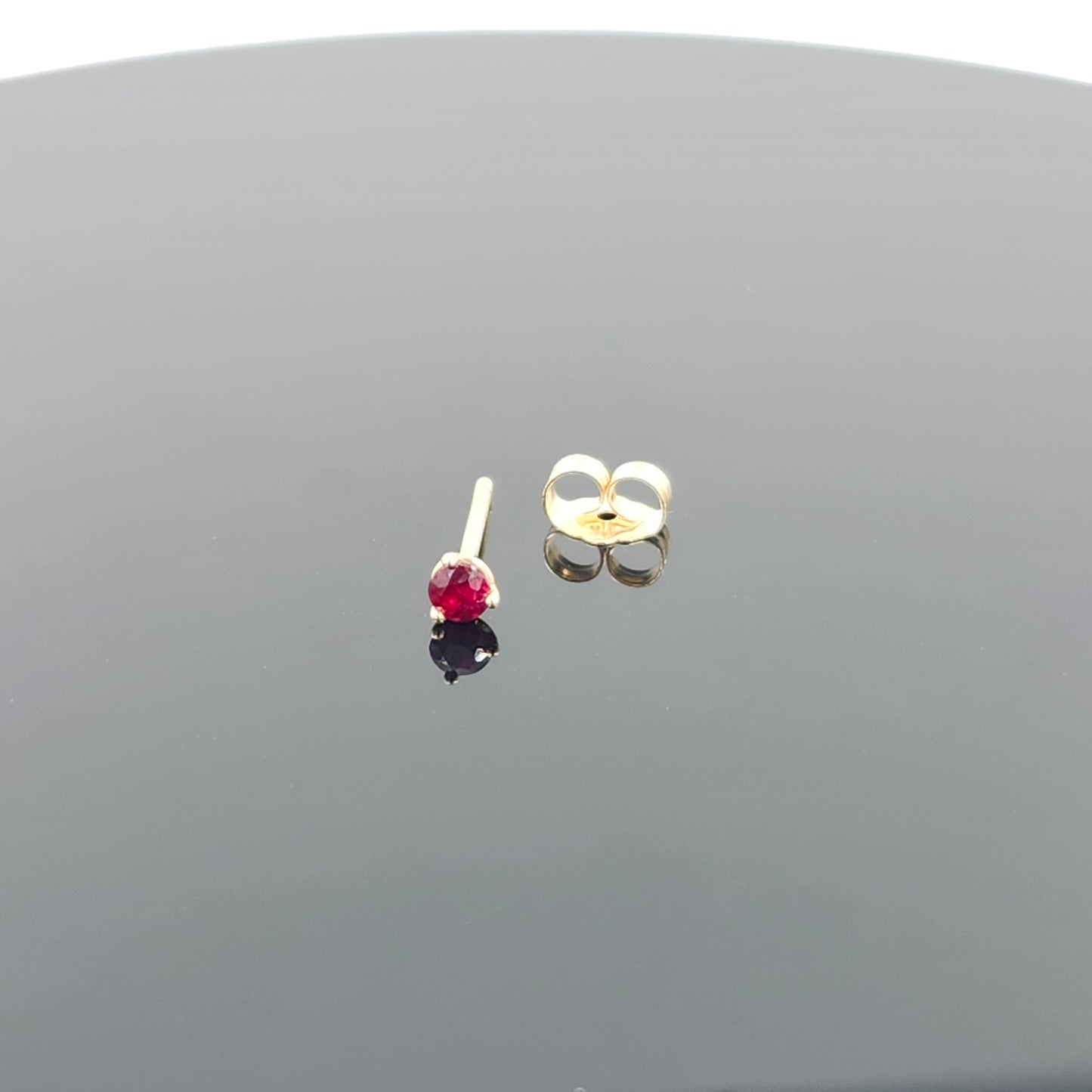 14K Gold Pear Ruby Jacket Earrings: Natural Round Ruby Stud Earring - Anniversary gifts